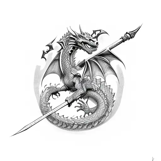Cybersigilism Dragon With Two Sided Axe Fu Back