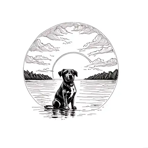 Dog Looking At Sunset