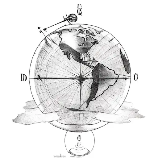 Long Forearm Tattoo Of Dc-3 Airplane Flying Around Globe Or Compass