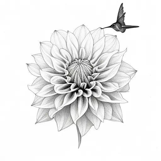 Dahlia Floral And Hummingbird