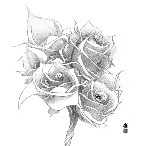 A Death God Inspired By Japanese Folklore Holding A Bouquet Of Black Roses