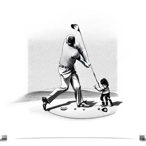 A Man With His Child Playing Golf
