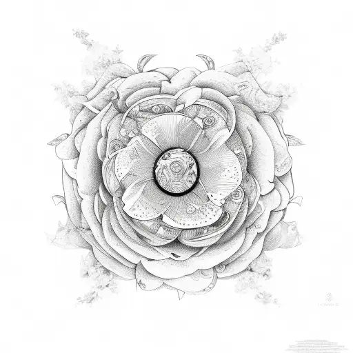 Flowers With Assault And Pisces Symbols In The Middle