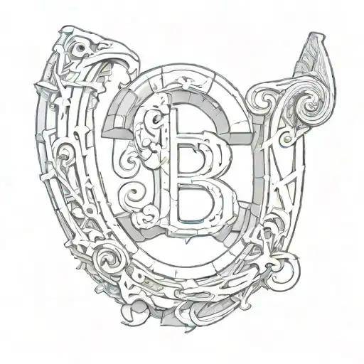 Horseshoe With Letter B 3D Representation