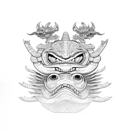 Oni Mask Quetzalcoatl Sea Turttle Gun Fllowers