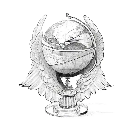 A Stack Of Books With Wings Flying Over A Globe