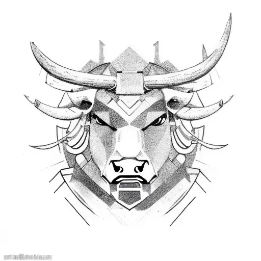 Bull Head Tribal Minimalistic Smile