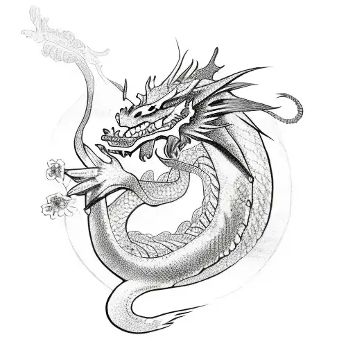 Dragon With Flowers