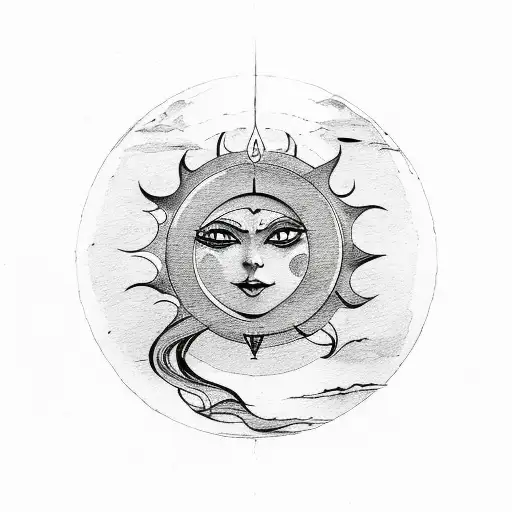 Women Balancing The Moon And Sun