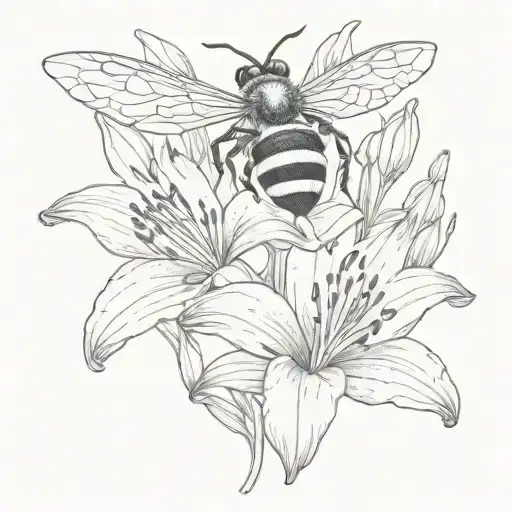 Bee And Lily Flower