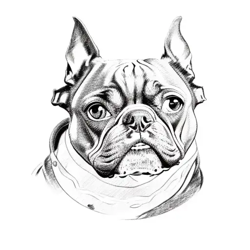 A Sketch Of A Pottery Wheel With A Boston Terrier Dog As The Potter