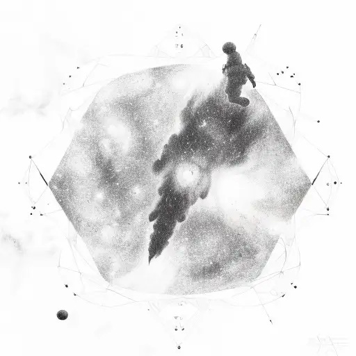 Astronaut Exploring A Nebula Formed By Mathematical Symbols