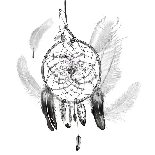 Dreamcatcher With Feathers Turning Into Birds At The Bottom