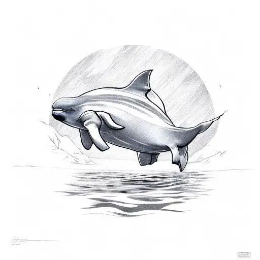 Beluga In Front Of Sunset