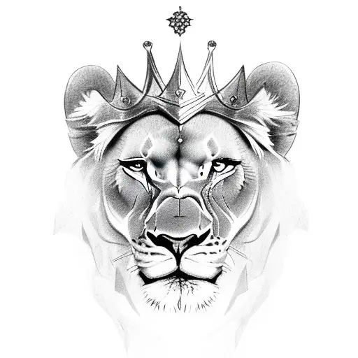 Lioness With A Crown And Blue Eyes