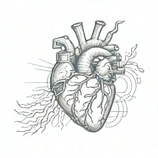 Anatomic Heart Fine Line With Dynamite String Around It