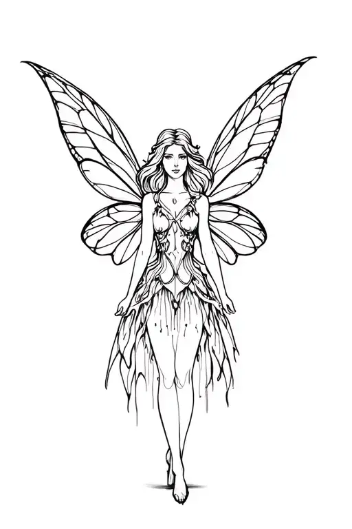 Fairy Standing Straight Black Lines
