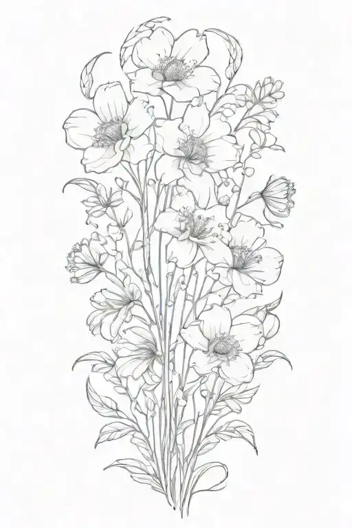 Wild Prairie Flowers Flowing Up Arm Sleeve Not Clumped Together