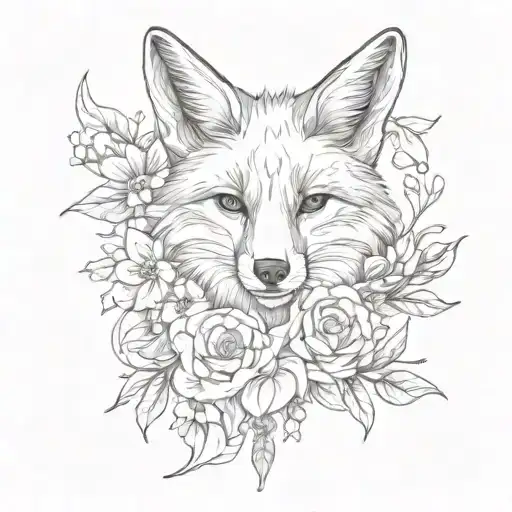 Female Fox And Larkspur Flower Intertwined Within