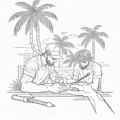 Miami Boys Writing With Palm Tree