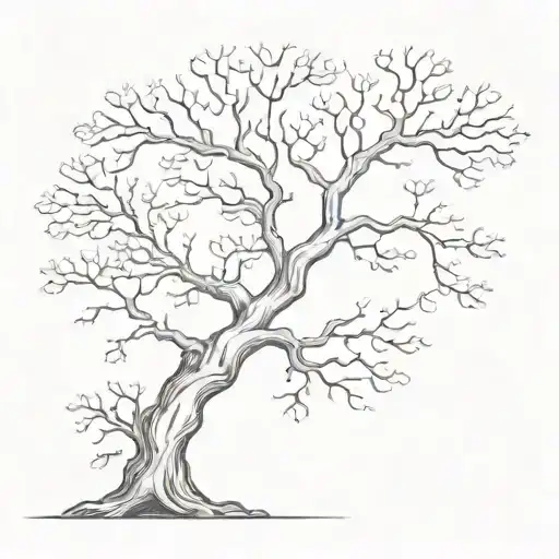 Dark Oak Tree With Think Leave Branches And A Long And Narrow Trunk