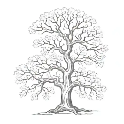 Dark Oak Tree With Thic Leave Branches And A Long And Narrow Trunk