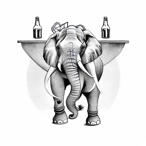 A Majestic Elephant Carrying A Tray Of Beer Bottles On Its Back