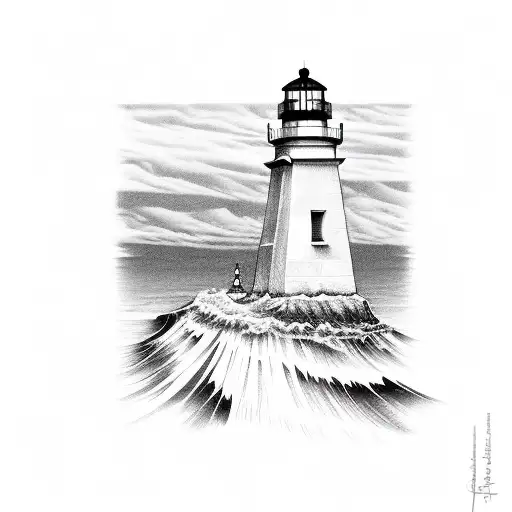 Sketch Of Lighthouse Rought Lines Geometric