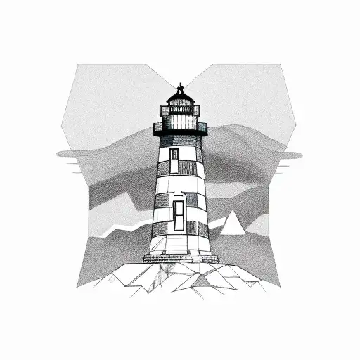 Sketch Of Lighthouse Rought Lines Geometric
