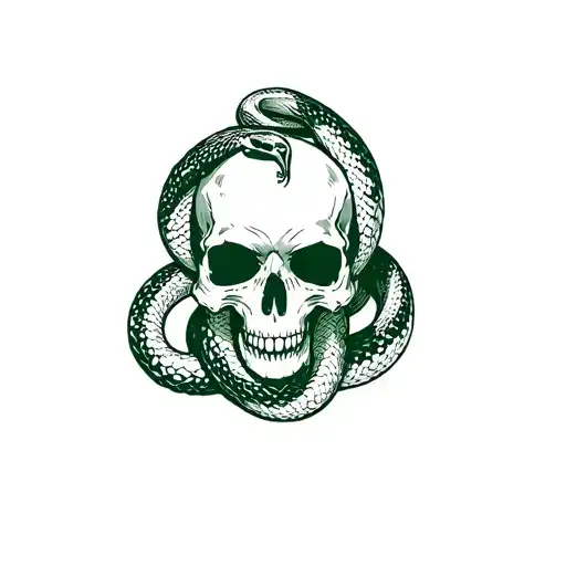 Greenbay Logo Intertwined With Snake Wrapping Around Skull