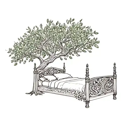 Wedding Bed Carved Into Olive Tree