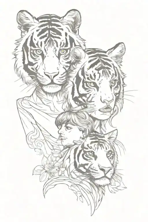 Tiger And Girl Face