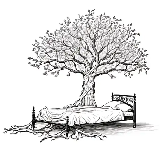 Wedding Bed Inside Olive Tree With Roots