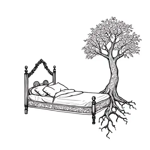 Wedding Bed Inside Olive Tree With Roots