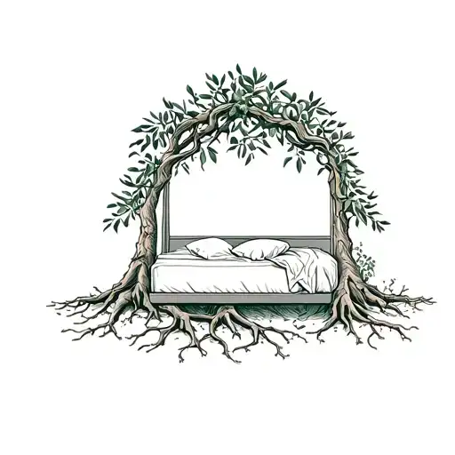 Wedding Bed Inside Olive Tree With Roots