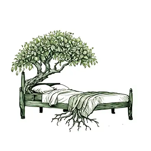 Wedding Bed Inside Olive Tree With Roots