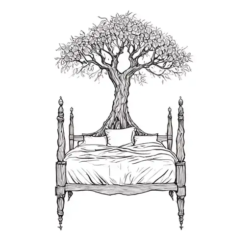 Wedding Bed Inside Olive Tree With Roots