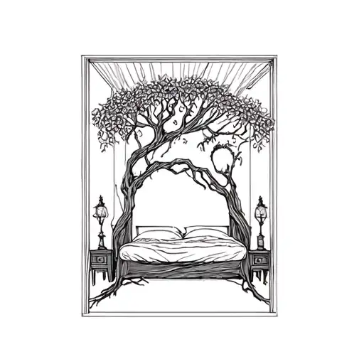 Wedding Bed Inside Olive Tree With Roots
