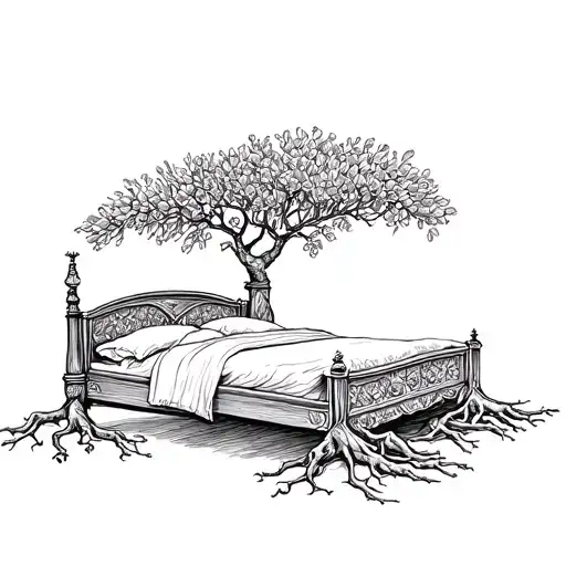 Wedding Bed Inside Olive Tree With Roots