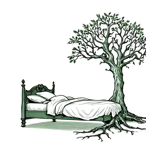 Wedding Bed Inside Olive Tree With Roots