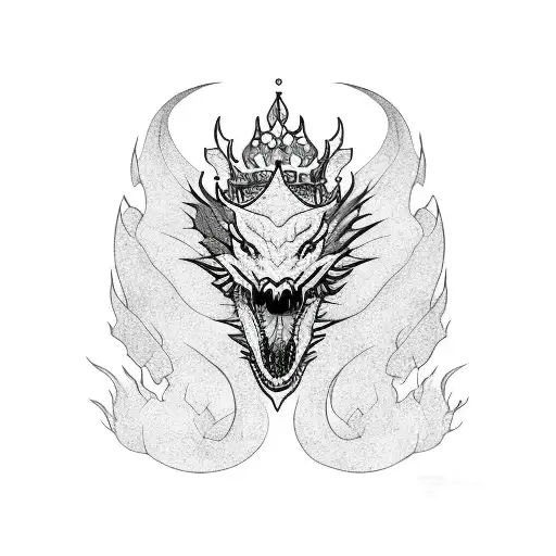 Silhouette Dragon With Crown