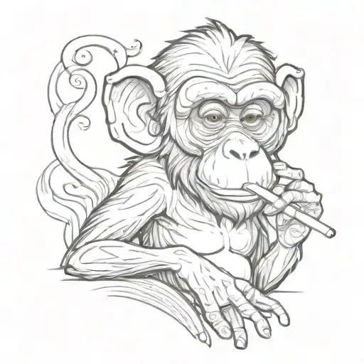 Cartoon Monkey Smoking A Joint