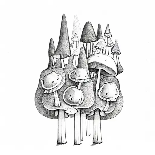 A Whimsical Forest Scene With Gummy Bear-shaped Mushrooms