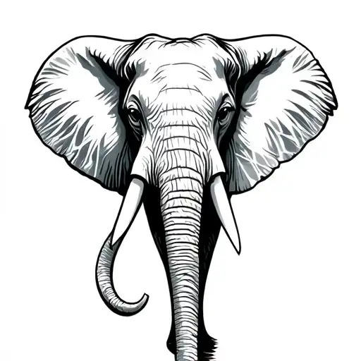 Elephant Head Side View Trunk Up