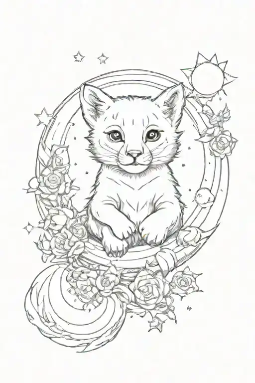 Moon And Stars Baby Cub Surrounded