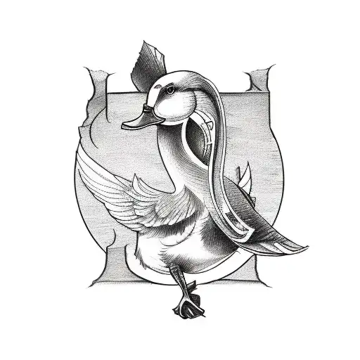 A Sketch Style Tattoo Of A Music Sheet Forming The Shape Of A Duck
