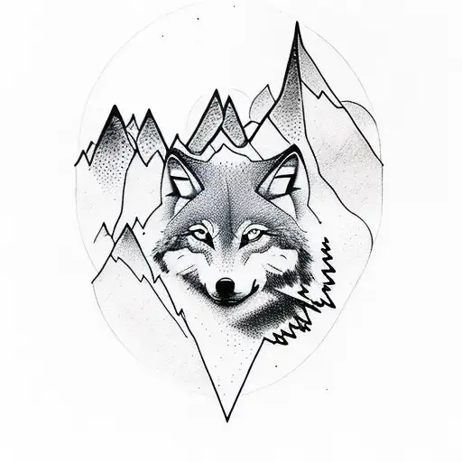 Mountains As The Main Topic And Including Small Wolf Long Tattoo For Forearm