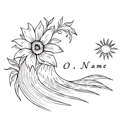 A Wave With A Lis Flower And A Sun I Want The Sun To Represent The O Of My First Name