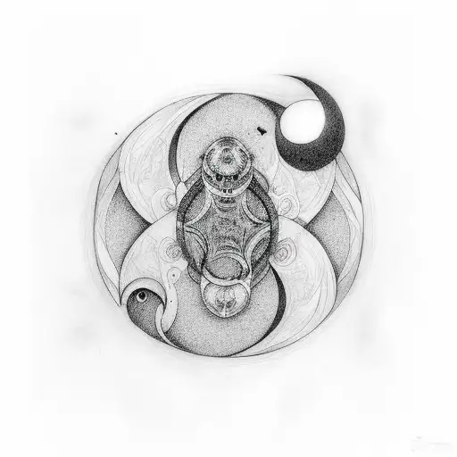 Light And Dark Wolve Shaped Like Ying Yang