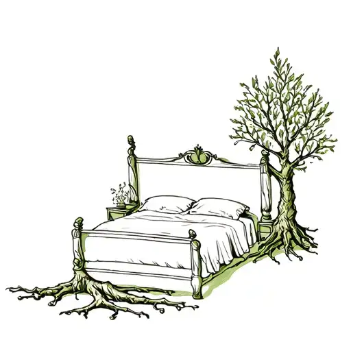 Wedding Bed In Olive Tree With Roots